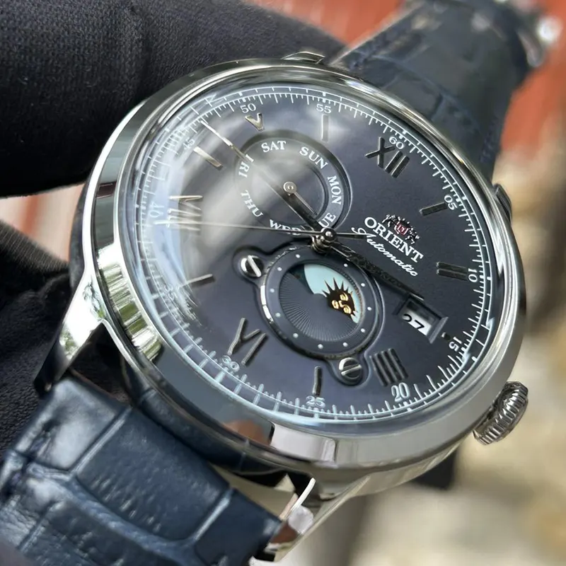 Orient Bambino Sun and Moon Automatic Blue Men's Watch- RA-AK0806L30B